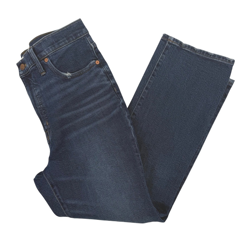 Madewell Slim Demi-Boot Jeans Womens 30 Dark Wash Good Distressed High Rise